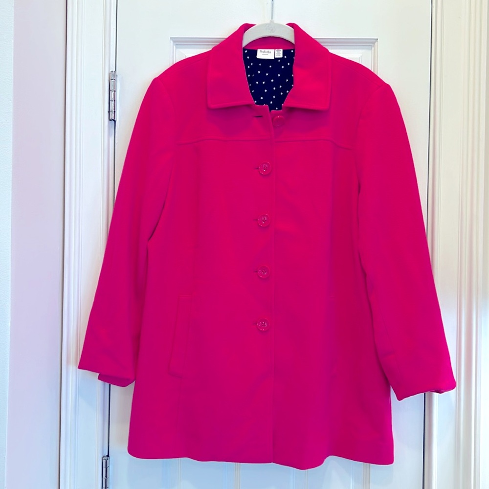 Rafaella Weekend Hot Pink Button Front Lined Coat sz.XL
